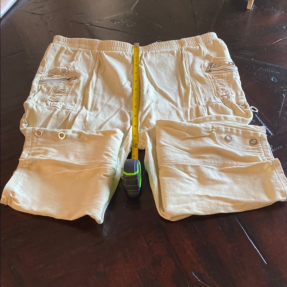 Tan Relaxed Fit Capris Cotton Blend